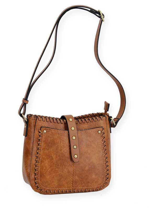 Pond Vegan Leather Whipstitch Crossbody Bag