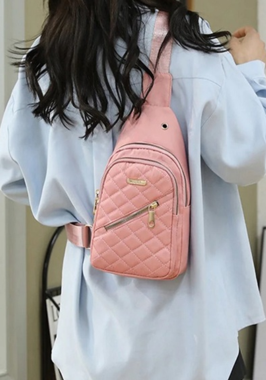 Francine Quilted Sling Bag - Pink