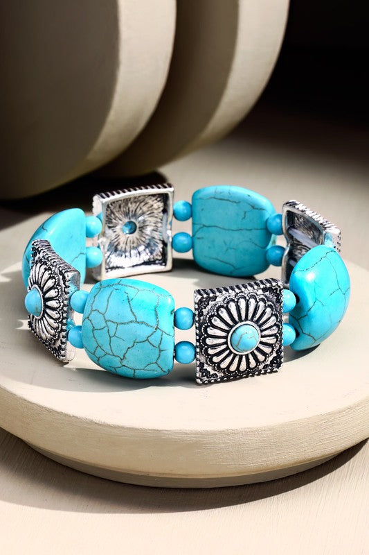 Turquoise Stone Stretch Bracelet