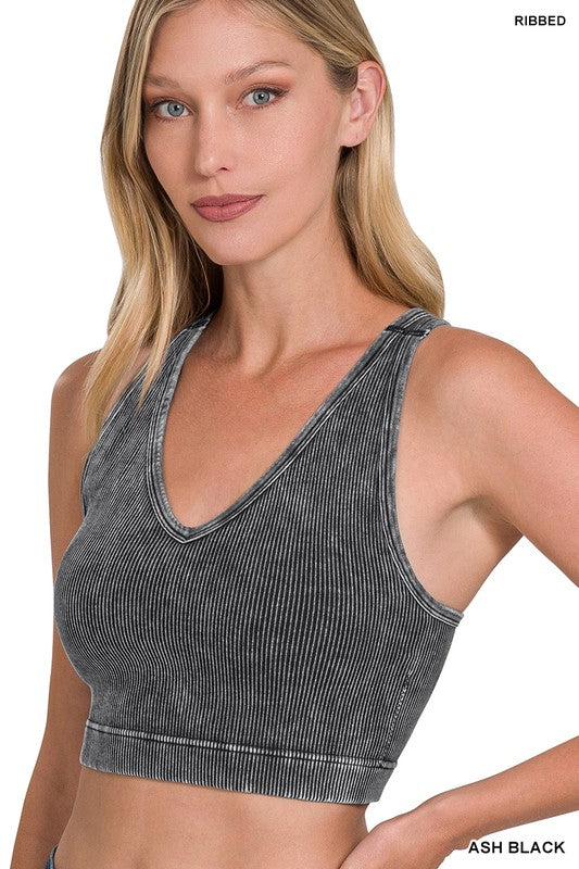 Portia Washed Racerback Brami - Ash Black