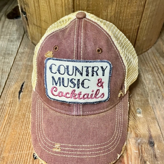 Country Music & Cocktails Distressed Baseball Cap