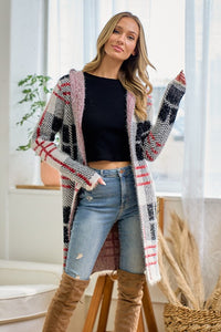 Alison Plaid Eyelash Knit Cardigan