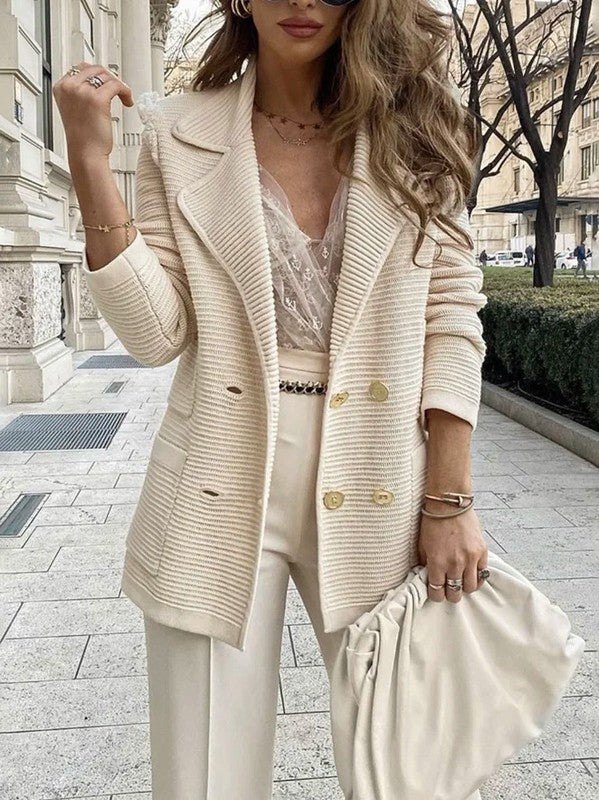 Moira Ribbed Knit Cardigan Blazer