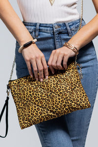 Calypso Leopard Print Padded Crossbody Bag