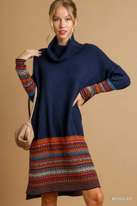 Giselle Fair Isle Turtleneck Knit Dress