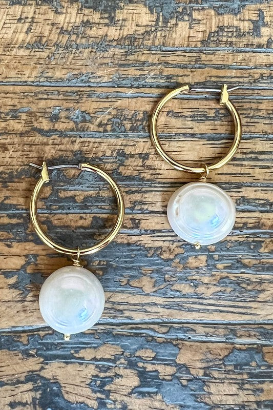 Small Pearl Hoop Earrings