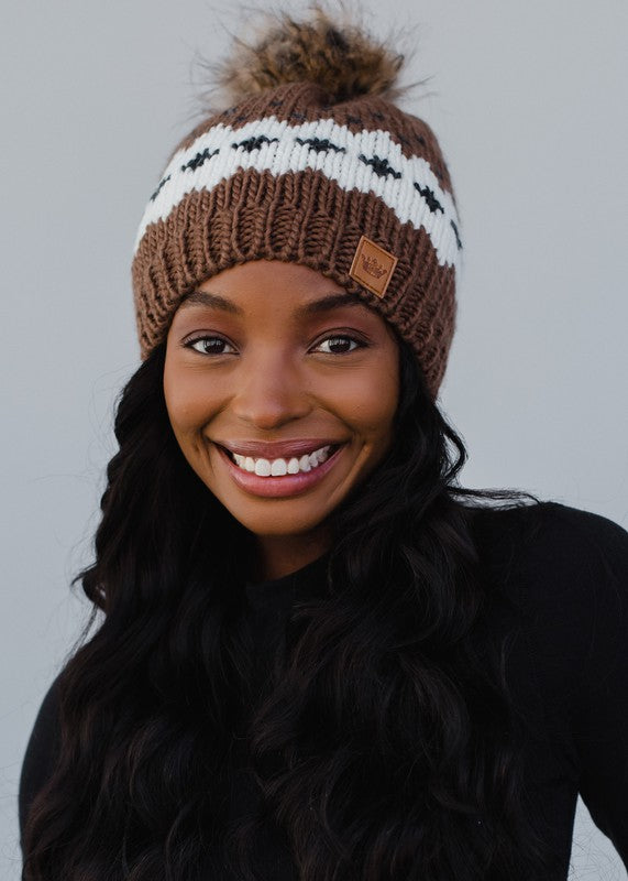 Kara Patterned Pom Hat