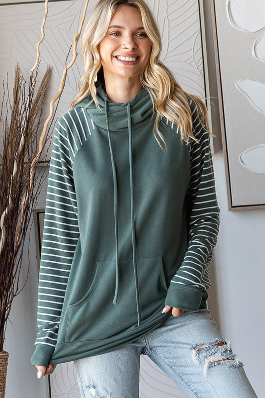 Artemis Striped Drawstring Hoodie