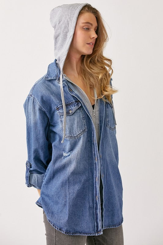 Diane Hooded Shirt Jacket