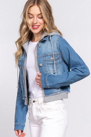Julian Hoodie Contrast Denim Jacket