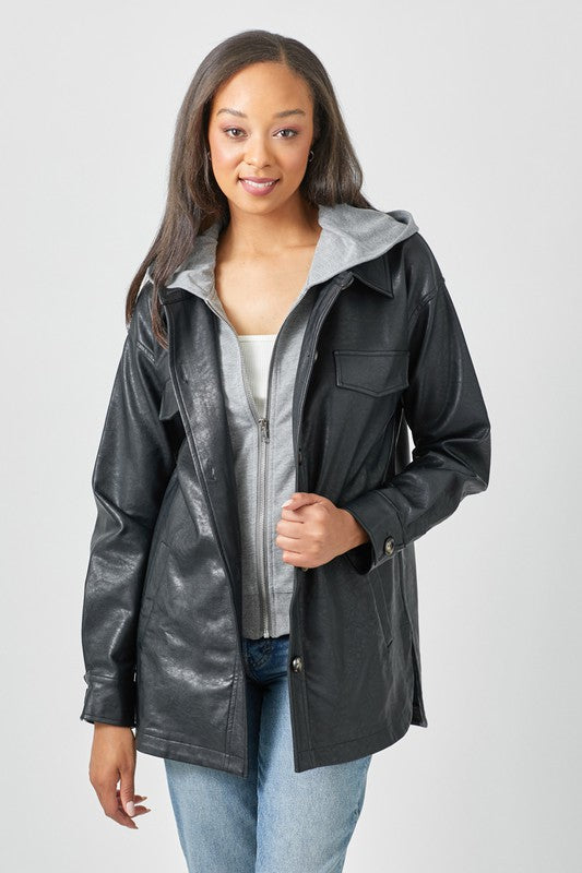 Kailey Twofer Hooded Leather Jacket