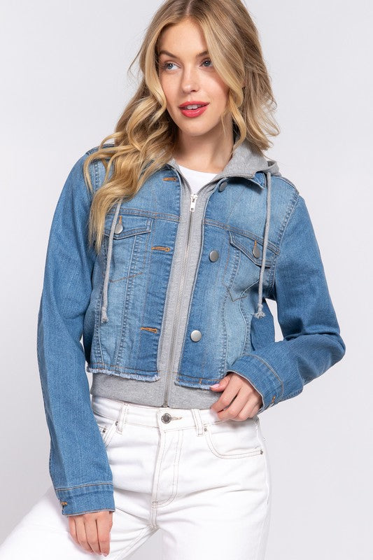 Kaitlin Hoodie Contrast Denim Jacket