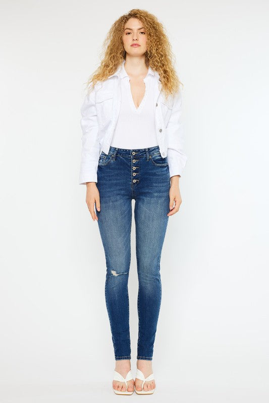 Jolie High Rise Button Fly Curvy Super Skinny Jeans