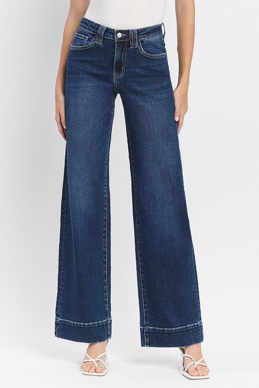 Vervet Mid Rise Dark Wash Wide Leg Jeans