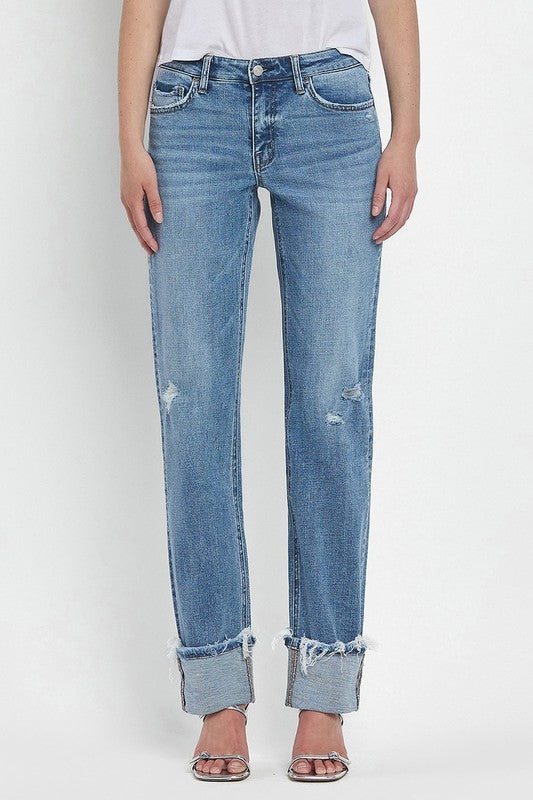 Vervet Low Rise Cuffed Straight Jeans