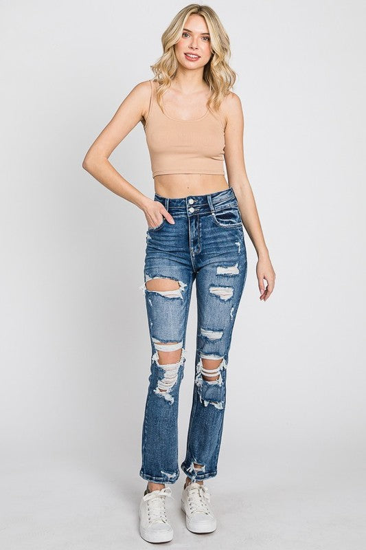 Zoey Super High Rise Destroyed Slim Straight Jeans