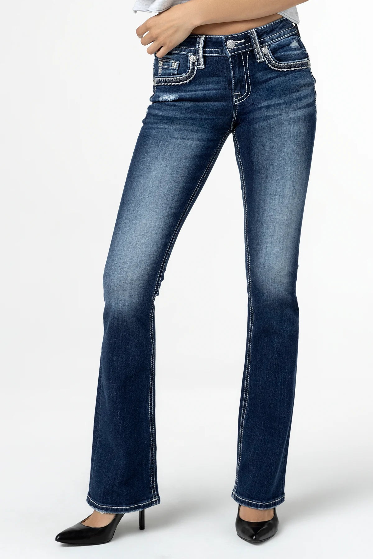 Miss Me Mid Rise Medium Wash Bootcut Jeans