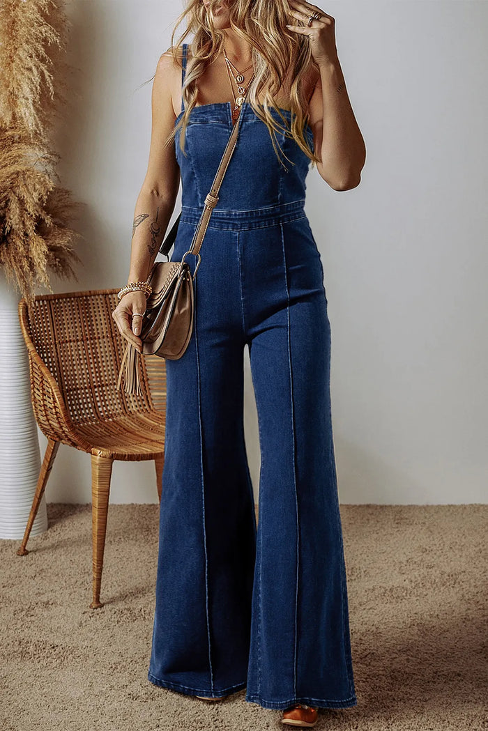 Freya Bell Bottom Denim Jumpsuit