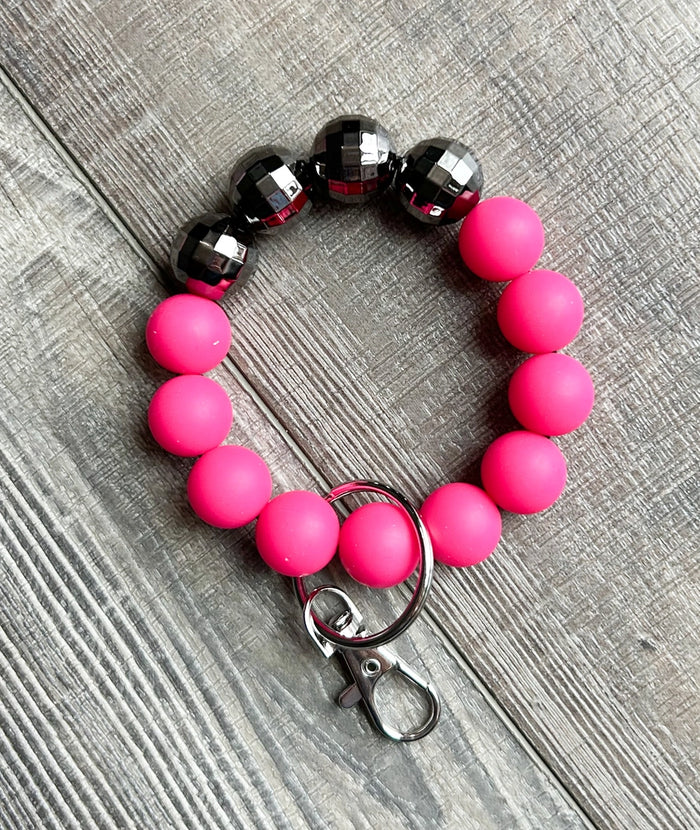 Disco Ball Silicone Beaded Keychain Bracelet