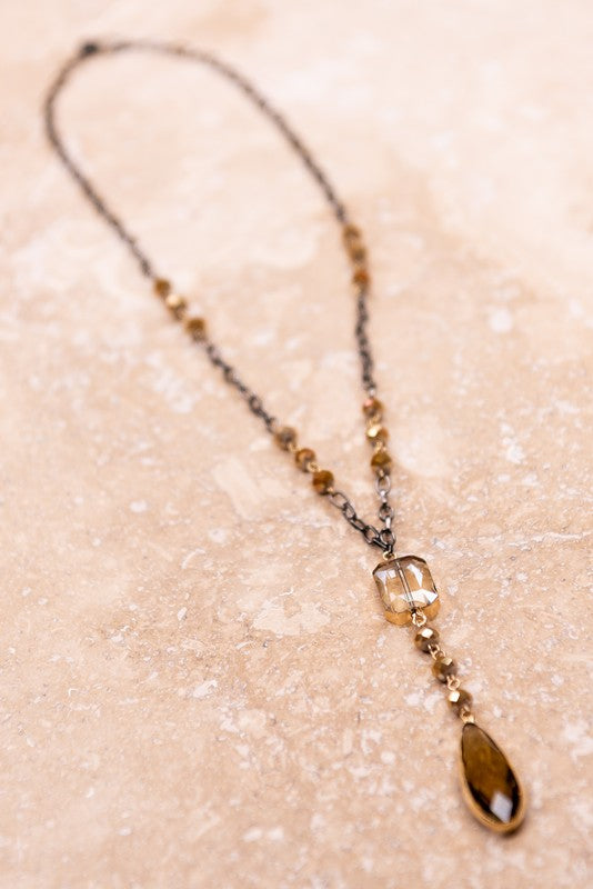 Teardrop Pendant Lariat Necklace