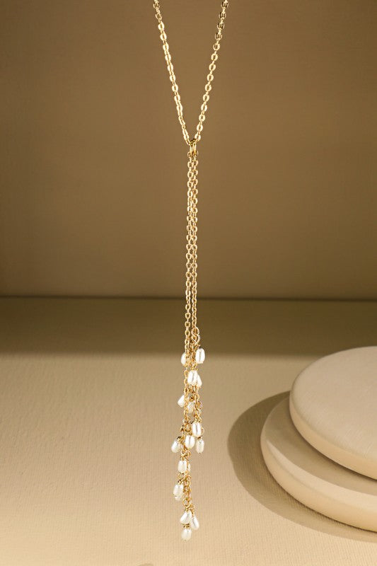 Pearl Beaded Lariat Necklace