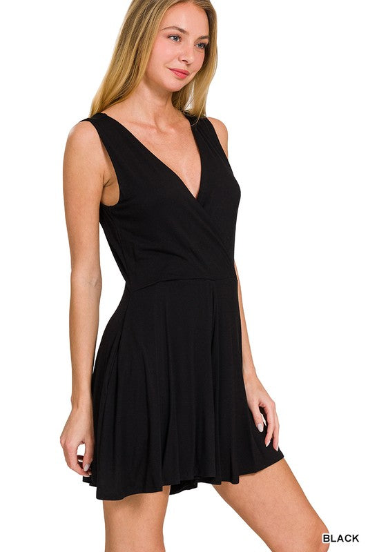 Nellie Surplice Romper - Black