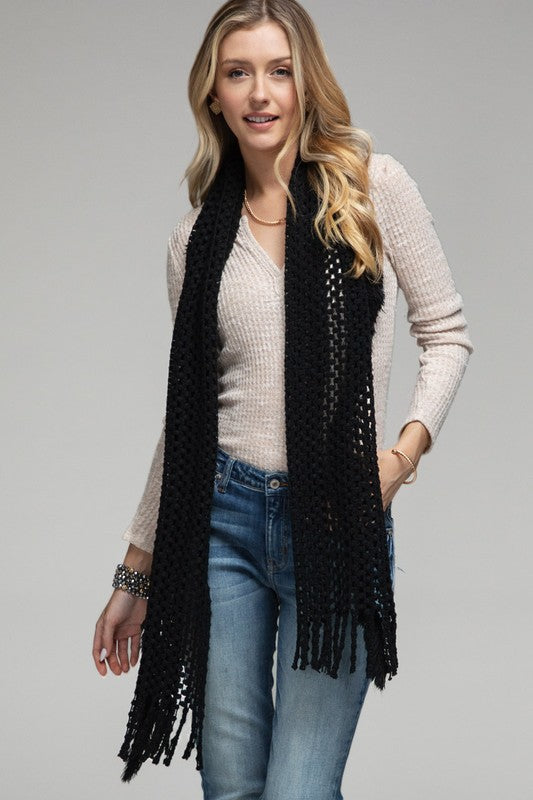 Kaylee Fringe Trim Knit Scarf