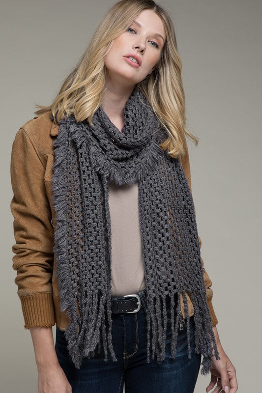 Kaylee Fringe Trim Knit Scarf
