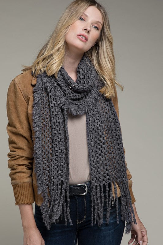 Kaylee Fringe Trim Knit Scarf