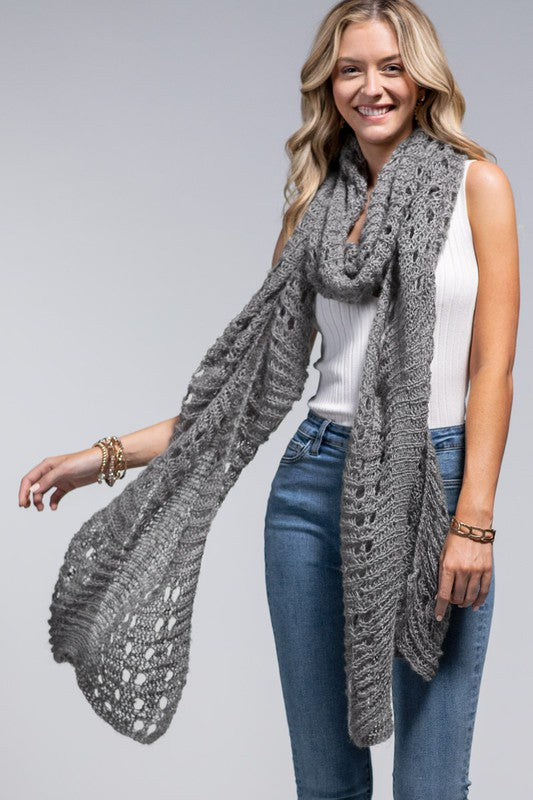 Mitchie Open Knit Long Scarf