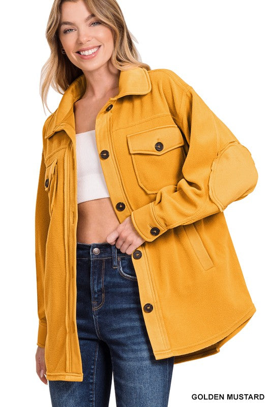 Kimber Oversized Fleece Shacket - Golden