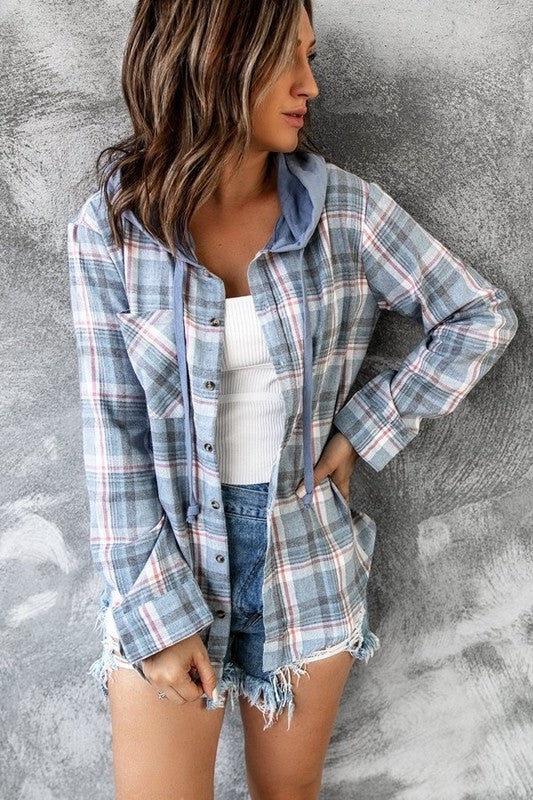Leslie Plaid Hooded Shacket