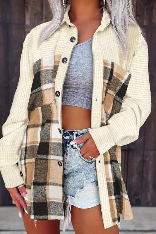 Michelle Contrast Plaid Shacket