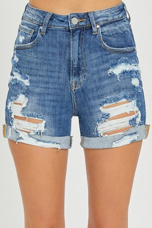 Mabel Distressed Super High Rise Shorts