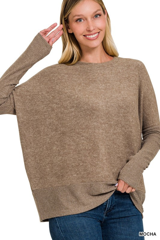 Christy Hacci Knit Dolman Sweater - Mocha