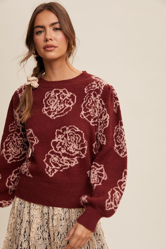 Rosalie Flower Pattern Sweater