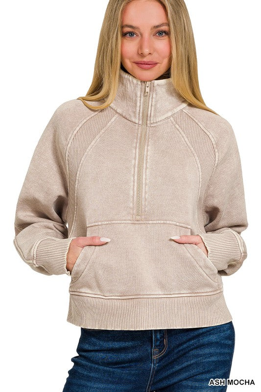 Alice Half Zip Fleece Pullover - Ash Mocha