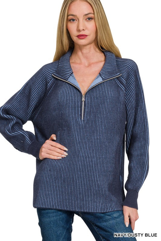 Frida Two Tone Half Zip Sweatshirt