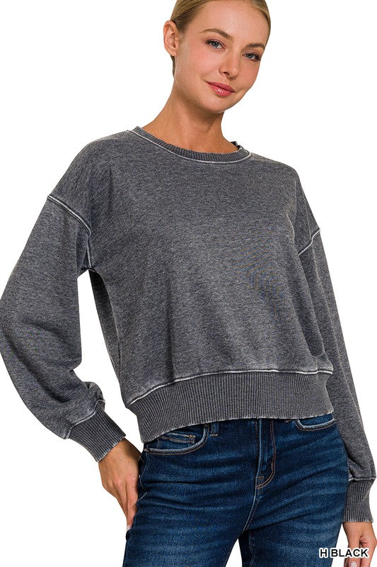 Jenny Mineral Wash Sweatshirt - Heather Black