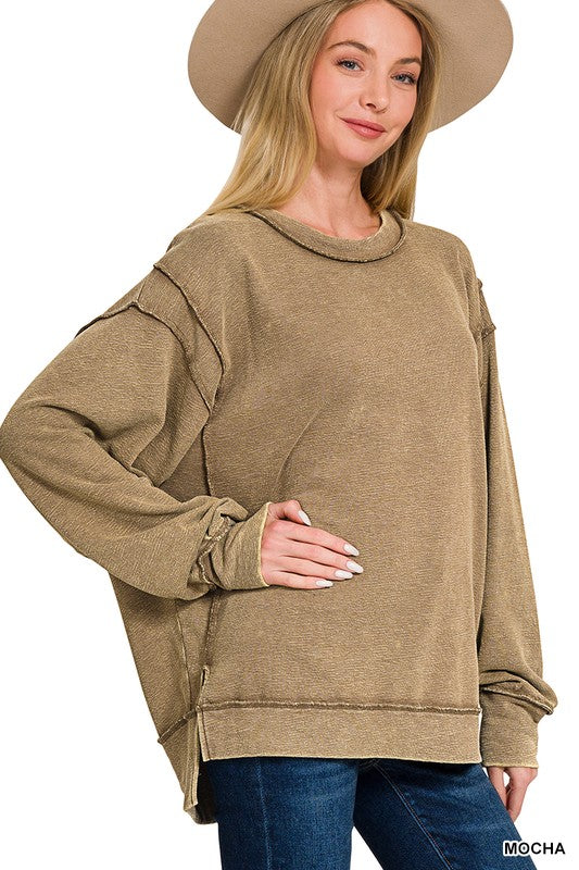 Riley Exposed Seam Oversized Sweatshirt - Mocha