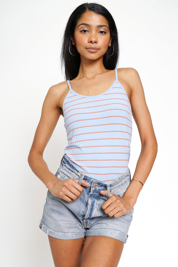 Clary Simple Striped Cami - Blue/Salmon