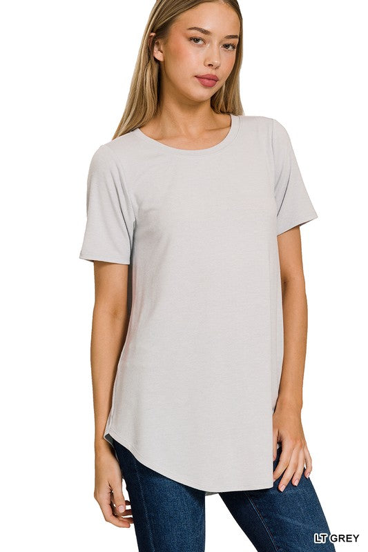 Gina Round Hem Tee - Light Gray