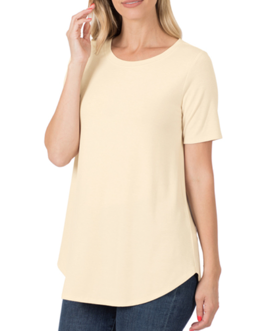 Gina Round Hem Tee - Taupe