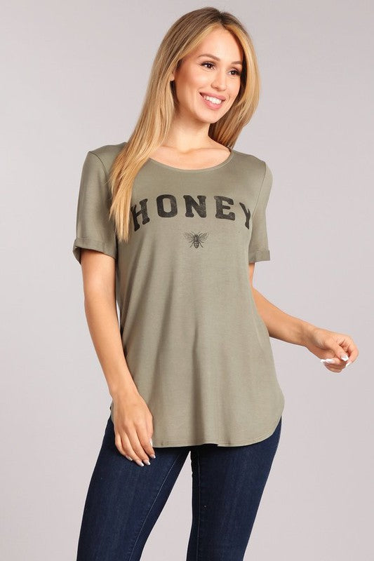 Honey Graphic Tee - Olive