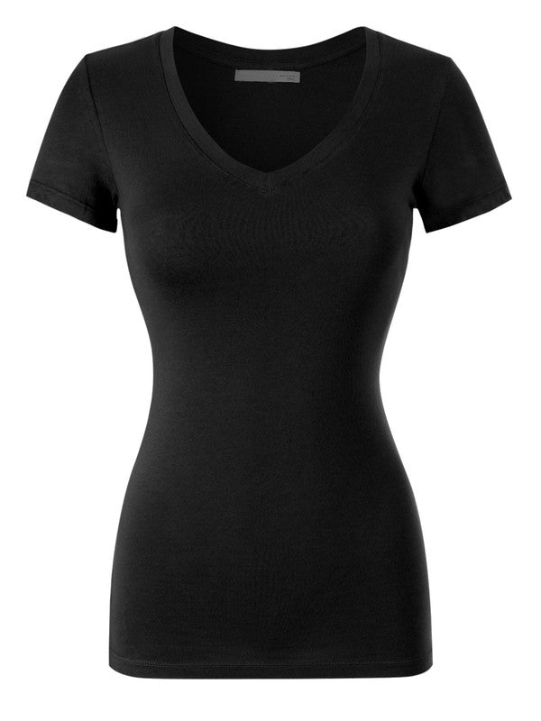 Kathy Basic Fitted Tee - Black