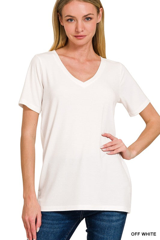 Myra V-Neck Tee - Off-White