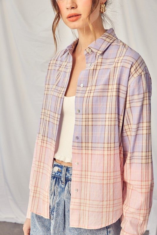 Amanda Ombre Plaid Cotton Flannel Top