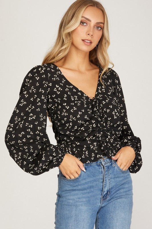 Brittany Floral Ruched Crop Top