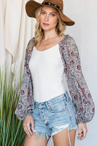 Heidi Printed Puff Sleeve Bodysuit