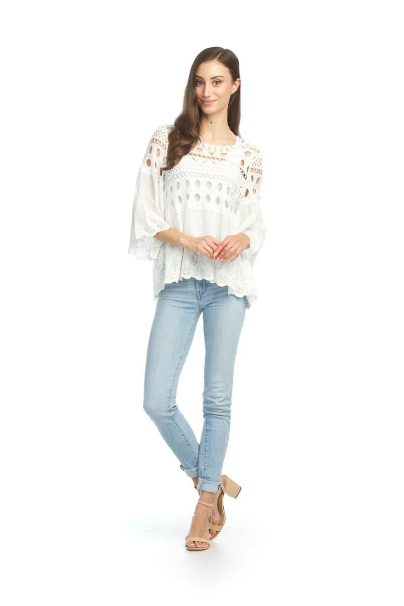 Idina Crochet Embroidered Blouse